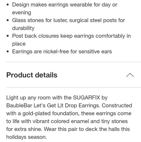 Sugarfix by Baublebar Let's Get Lit Drop Earrings NWT - Picture 5 of 8